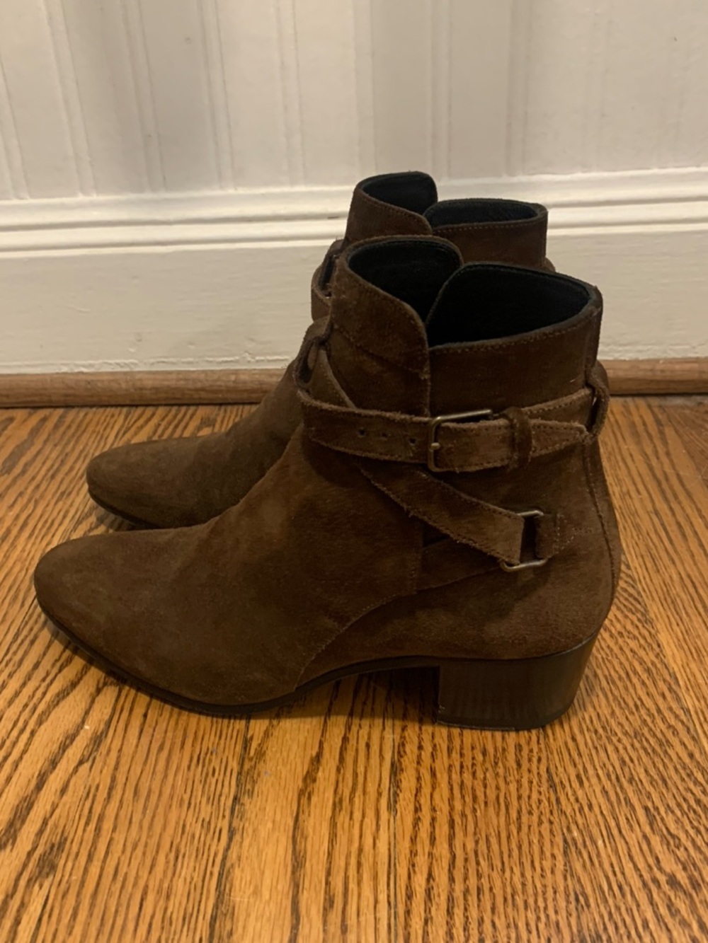 Saint Laurent brown suede ankle boots